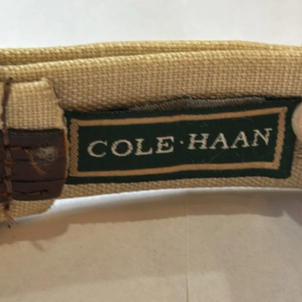 COLE HAAN‎ BROWN LEATHER BEIGE CORD BELT One Size